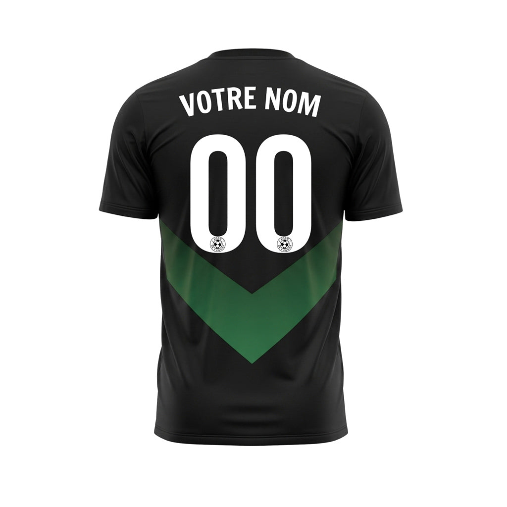 Noir Vert V Motif Maillot de Football Personnalisé