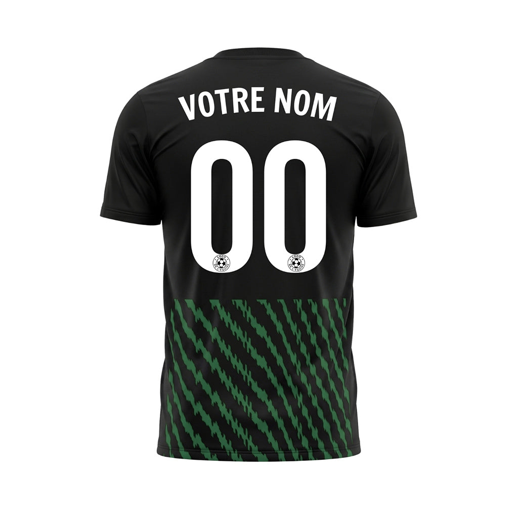 Noir Vert Zigzag Rayures Maillot de Football Personnalisé