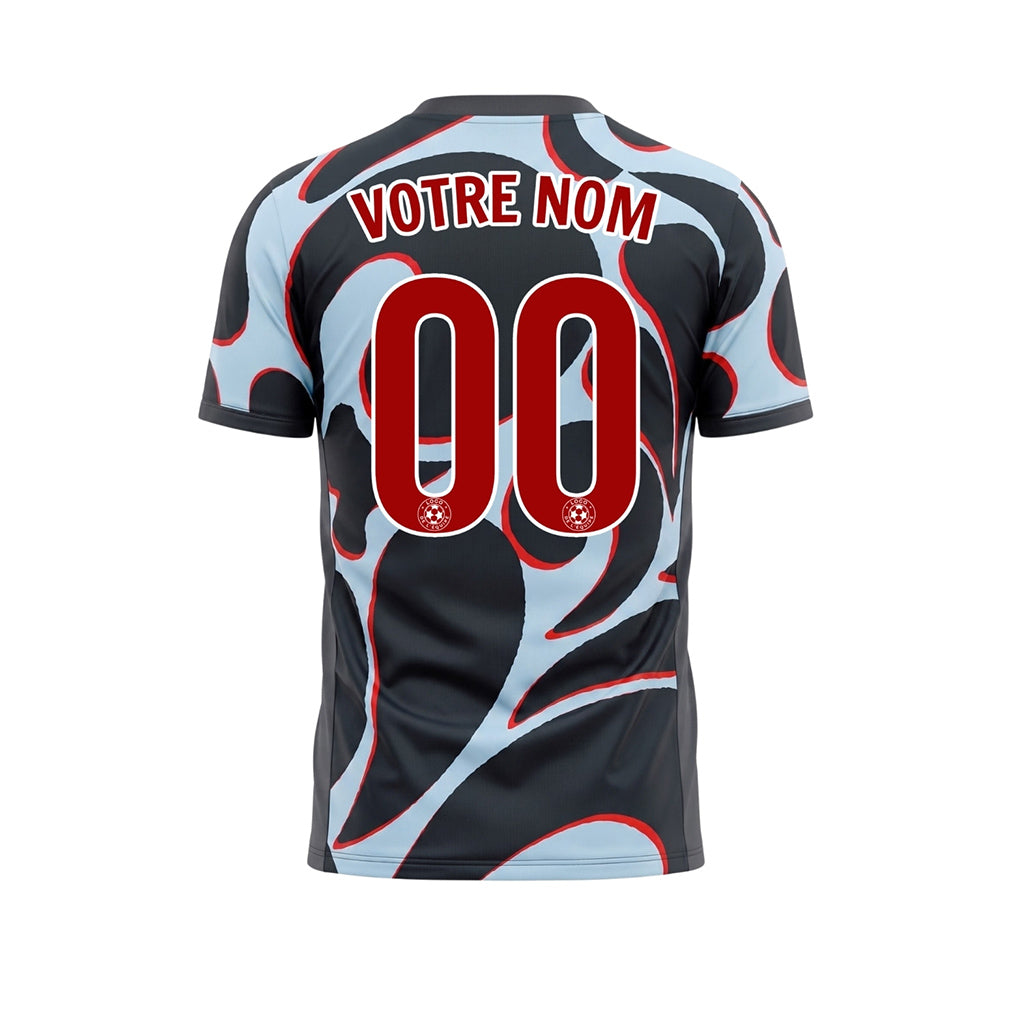 Noir Bleu Clair Abstrait Motif Maillot de Football Personnalisé
