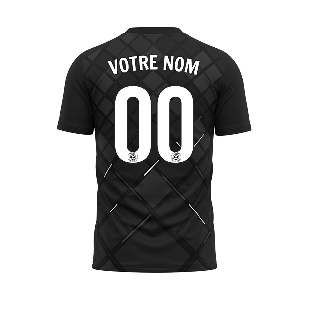 Noir Carreaux Motif Maillot de Football Personnalisé