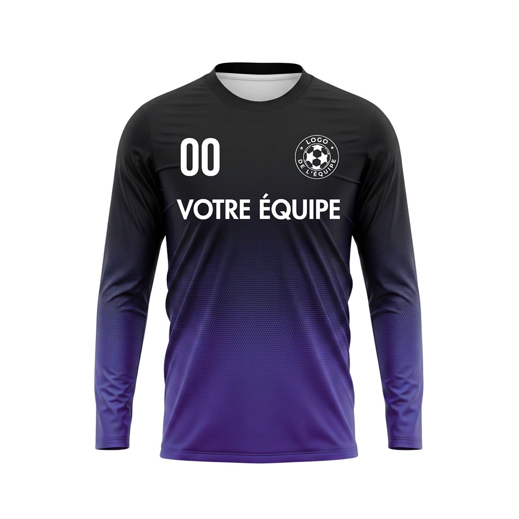 Noir Violet Dégradé à Pois Maillot de Football Personnalisé à Manches Longues