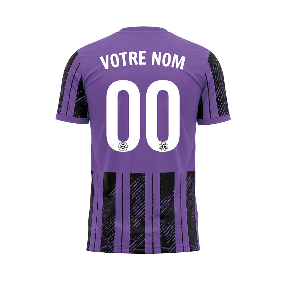 Noir Violet Tacheté Diagonales Rayures Longitudinales Motif Maillot de Football Personnalisé