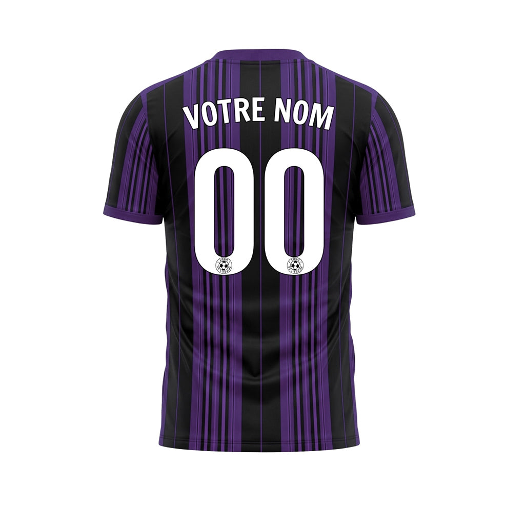Noir Violet Rayé Maillot de Football Personnalisé