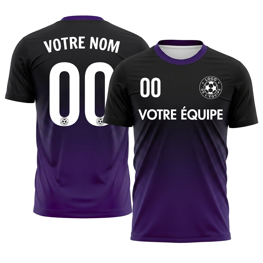 Noir Violet Demi-Teinte Dégradé Maillot de Football Personnalisé