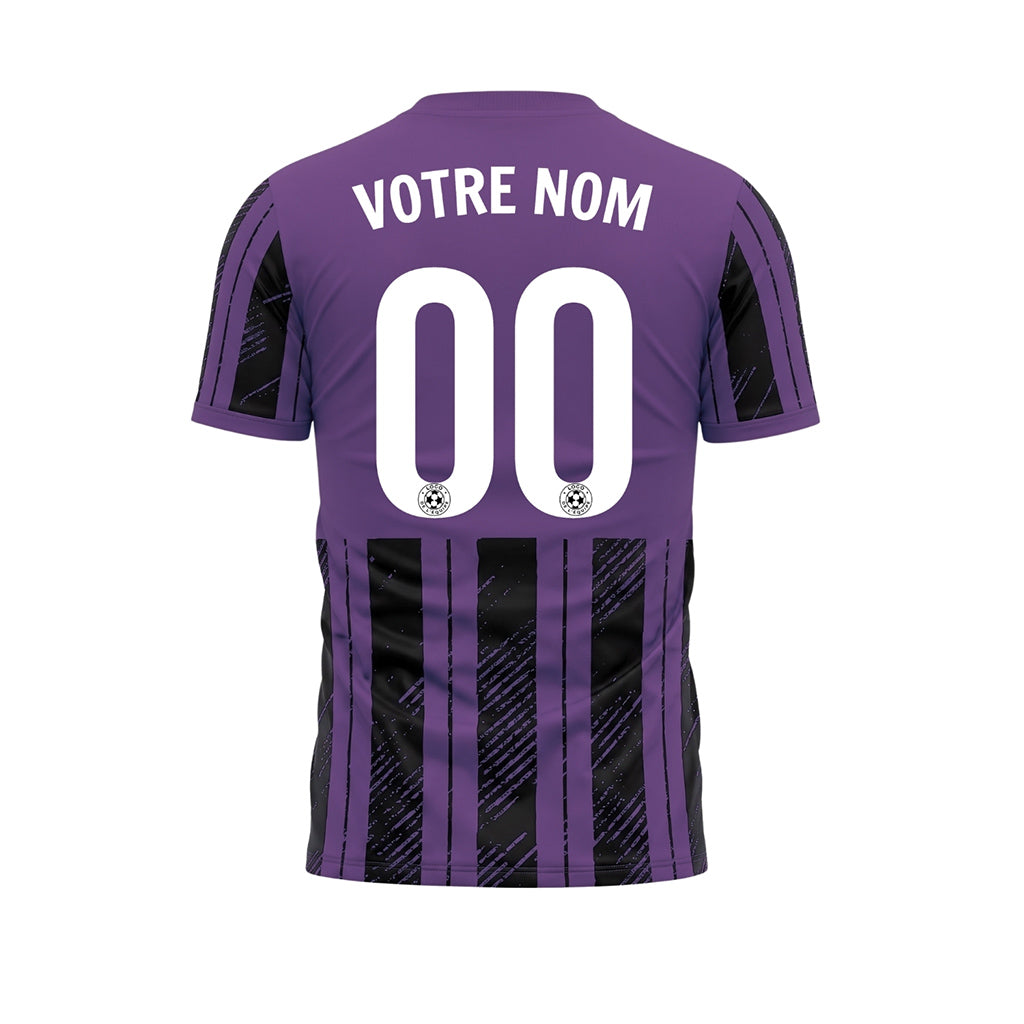 Noir Violet Discontinues Diagonales Rayures Longitudinales Motif Maillot de Football Personnalisé