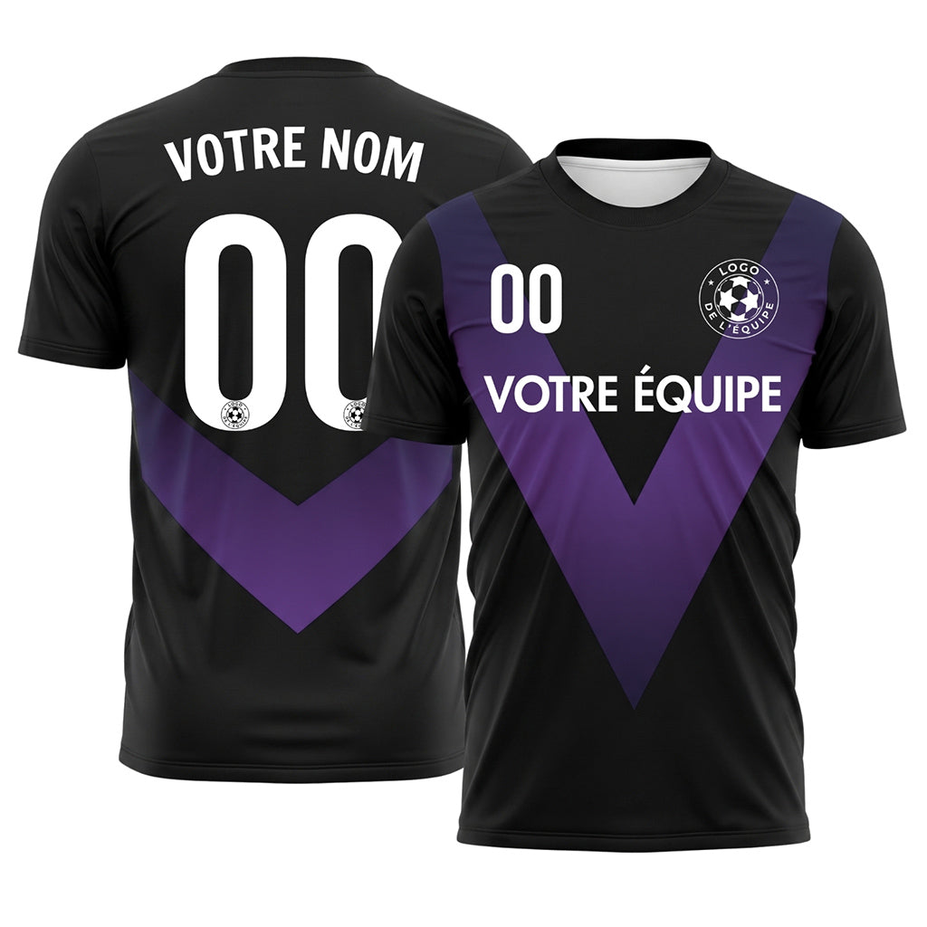 Noir Violet V Motif Maillot de Football Personnalisé
