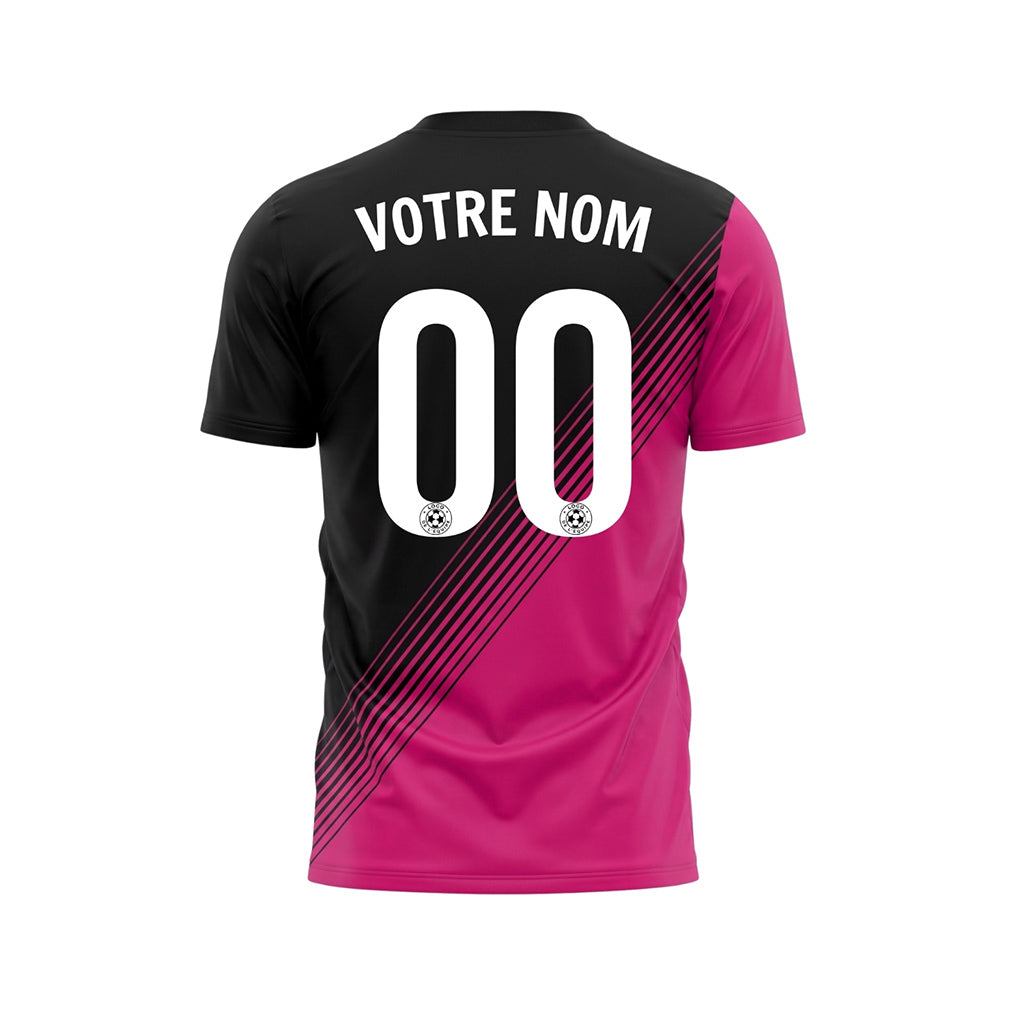 Noir Magenta Diagonales Rayures Maillot de Football Personnalisé