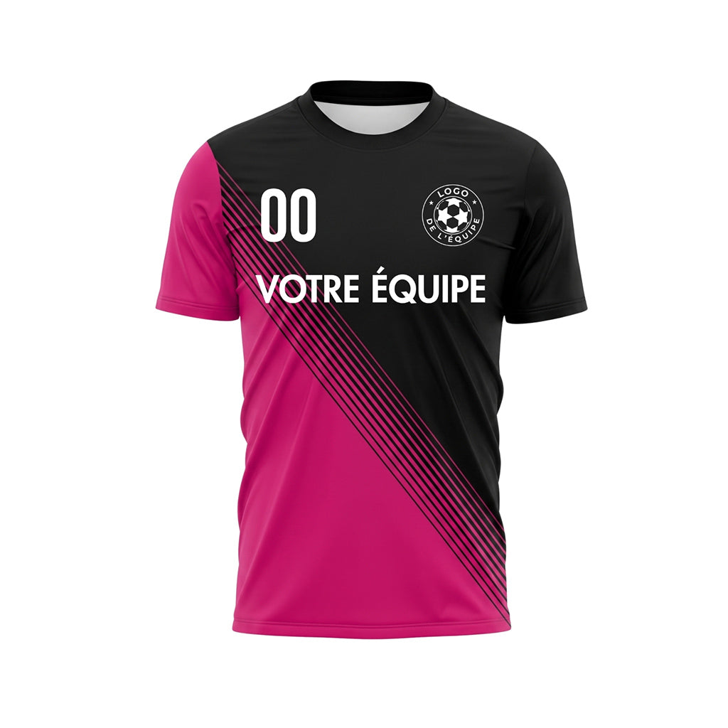 Noir Magenta Diagonales Rayures Maillot de Football Personnalisé