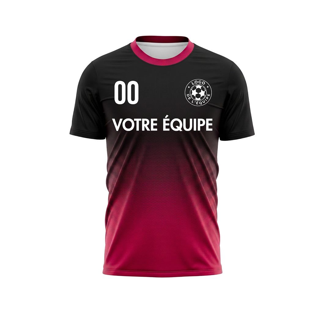 Noir Magenta Demi-Teinte Dégradé Maillot de Football Personnalisé