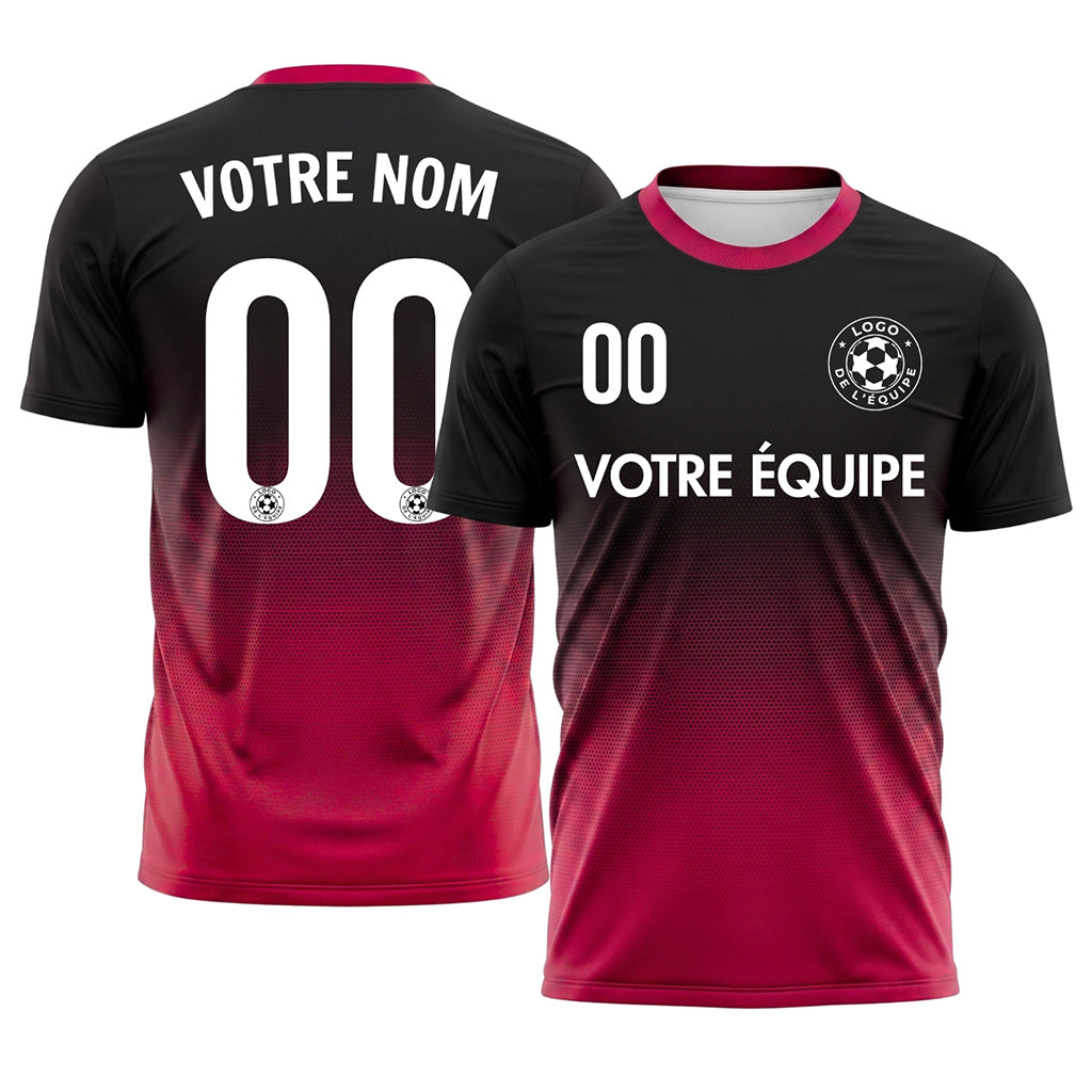 Noir Magenta Demi-Teinte Dégradé Maillot de Football Personnalisé