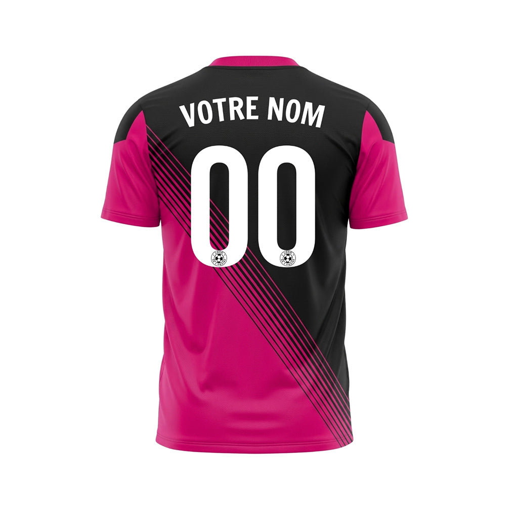 Noir Magenta Col Accent Diagonales Rayures Maillot de Football Personnalisé