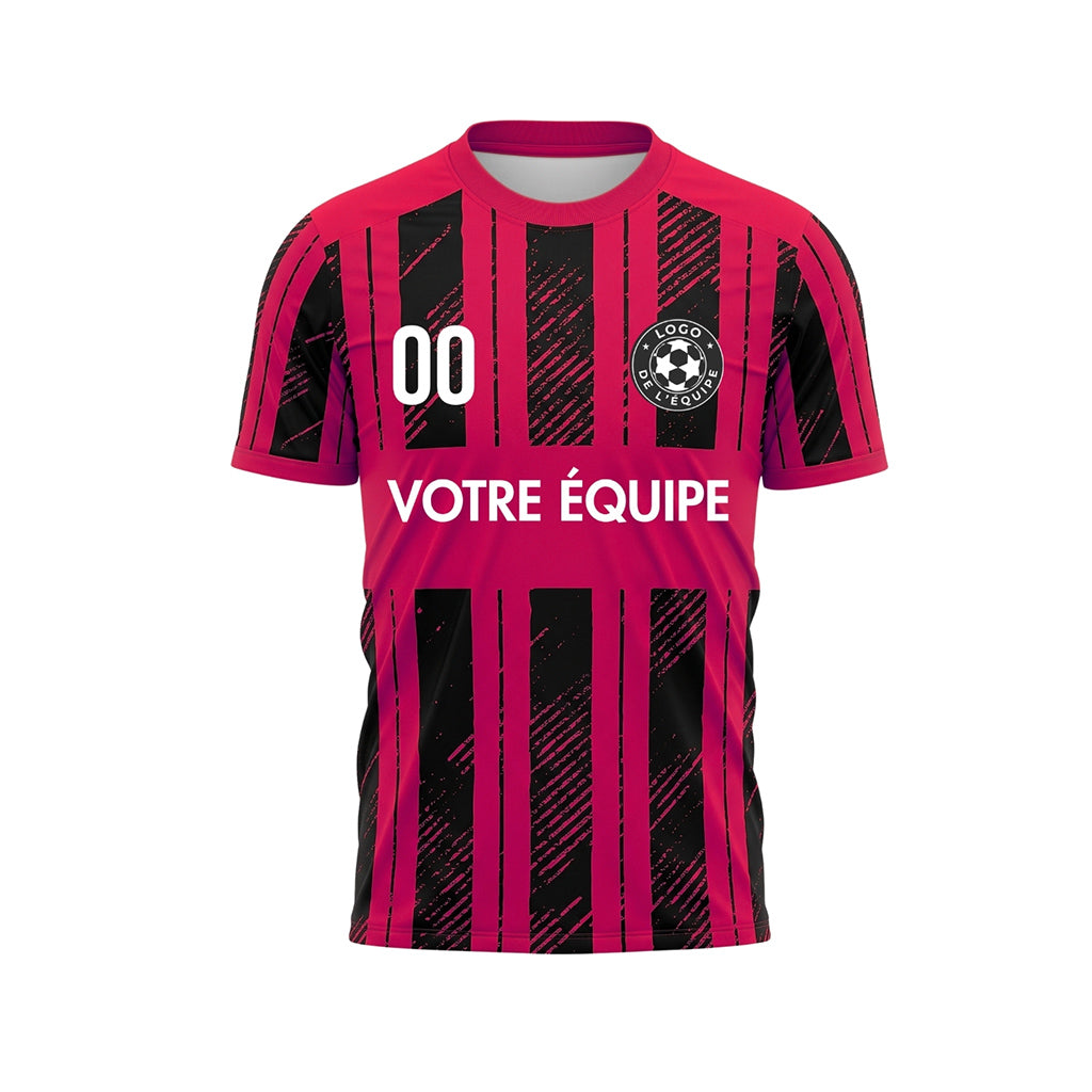Noir Magenta Discontinues Diagonales Rayures Longitudinales Motif (2) Maillot de Football Personnalisé