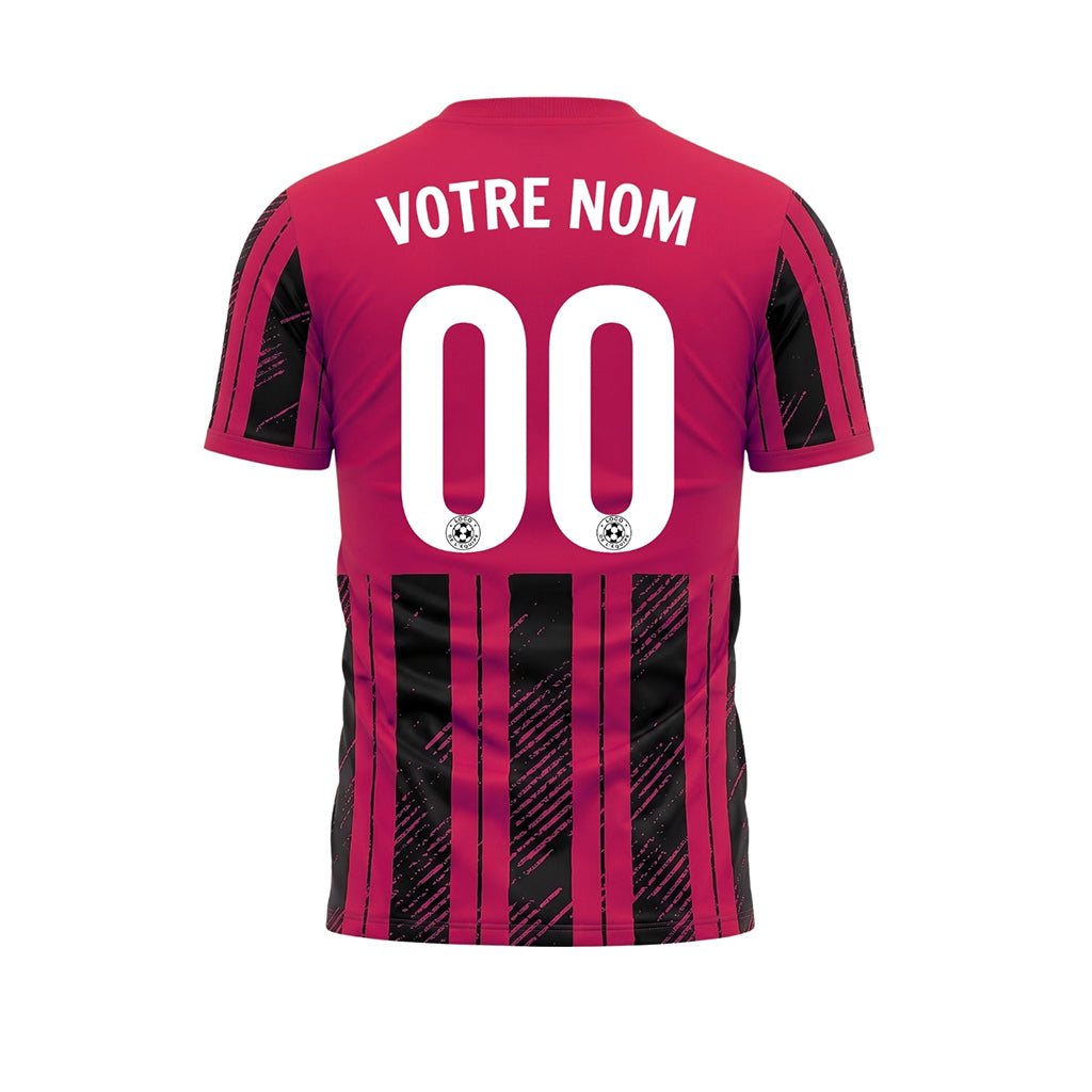 Noir Magenta Discontinues Diagonales Rayures Longitudinales Motif (2) Maillot de Football Personnalisé