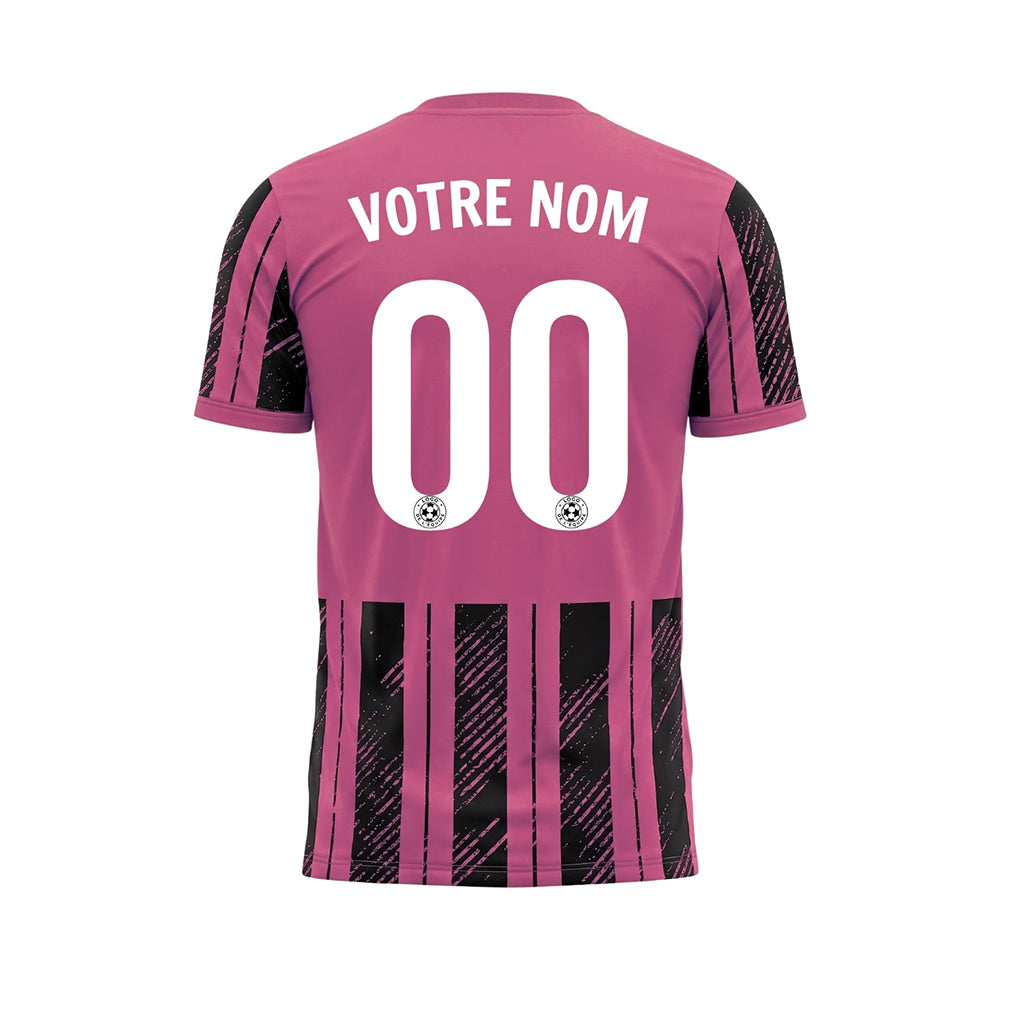 Noir Magenta Discontinues Diagonales Rayures Longitudinales Motif Maillot de Football Personnalisé