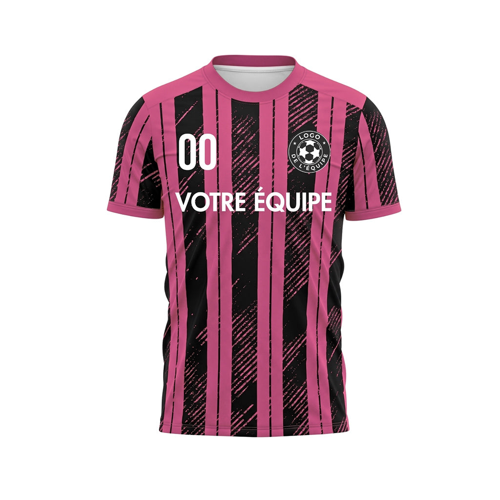 Noir Magenta Discontinues Diagonales Rayures Longitudinales Motif Maillot de Football Personnalisé