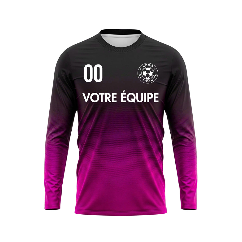 Noir Rose Dégradé à Pois Maillot de Football Personnalisé à Manches Longues