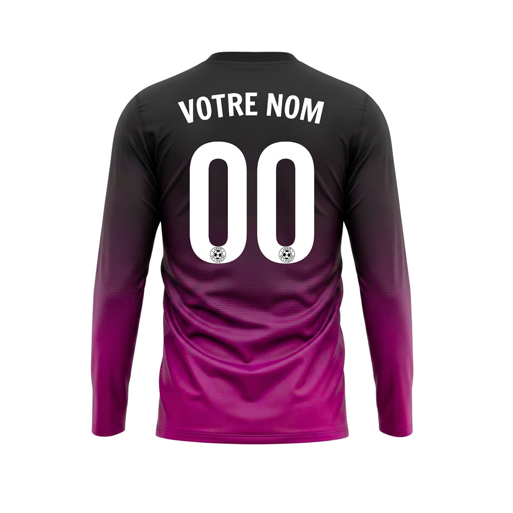 Noir Rose Dégradé à Pois Maillot de Football Personnalisé à Manches Longues