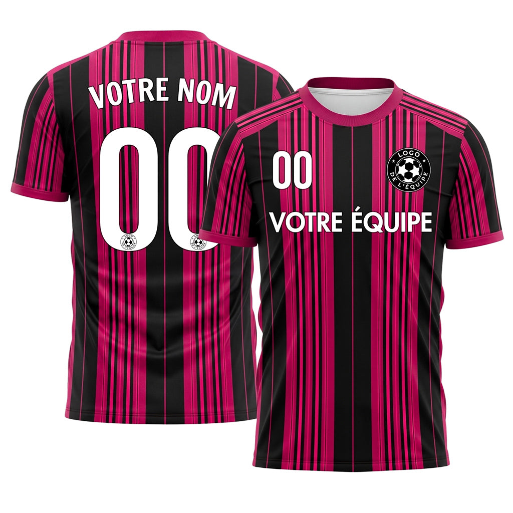 Noir Rose Rayé Maillot de Football Personnalisé