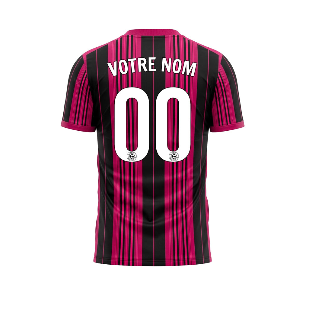 Noir Rose Rayé Maillot de Football Personnalisé