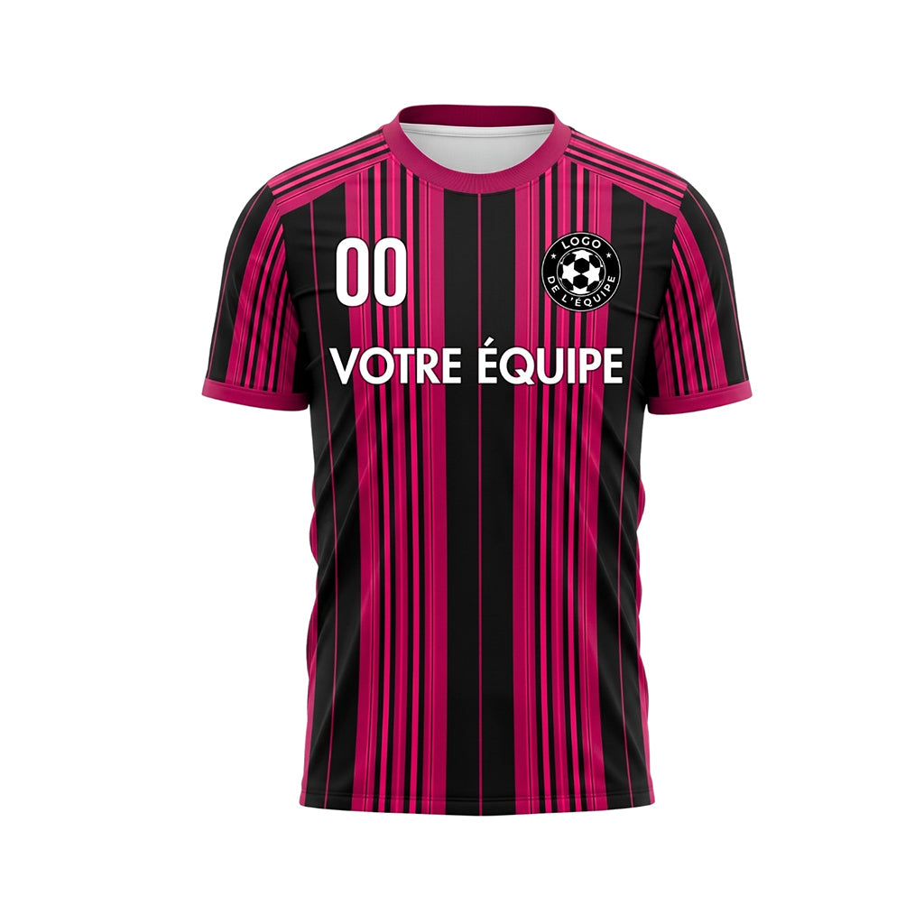 Noir Rose Rayé Maillot de Football Personnalisé