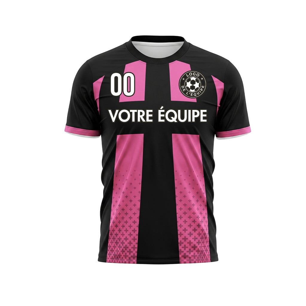 Noir Rose Croix Motif Maillot de Football Personnalisé