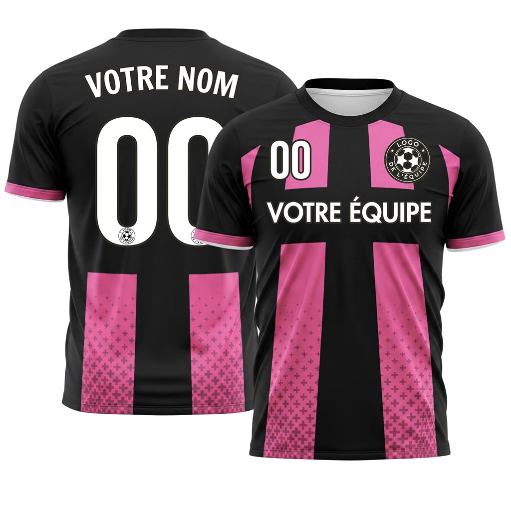 Noir Rose Croix Motif Maillot de Football Personnalisé