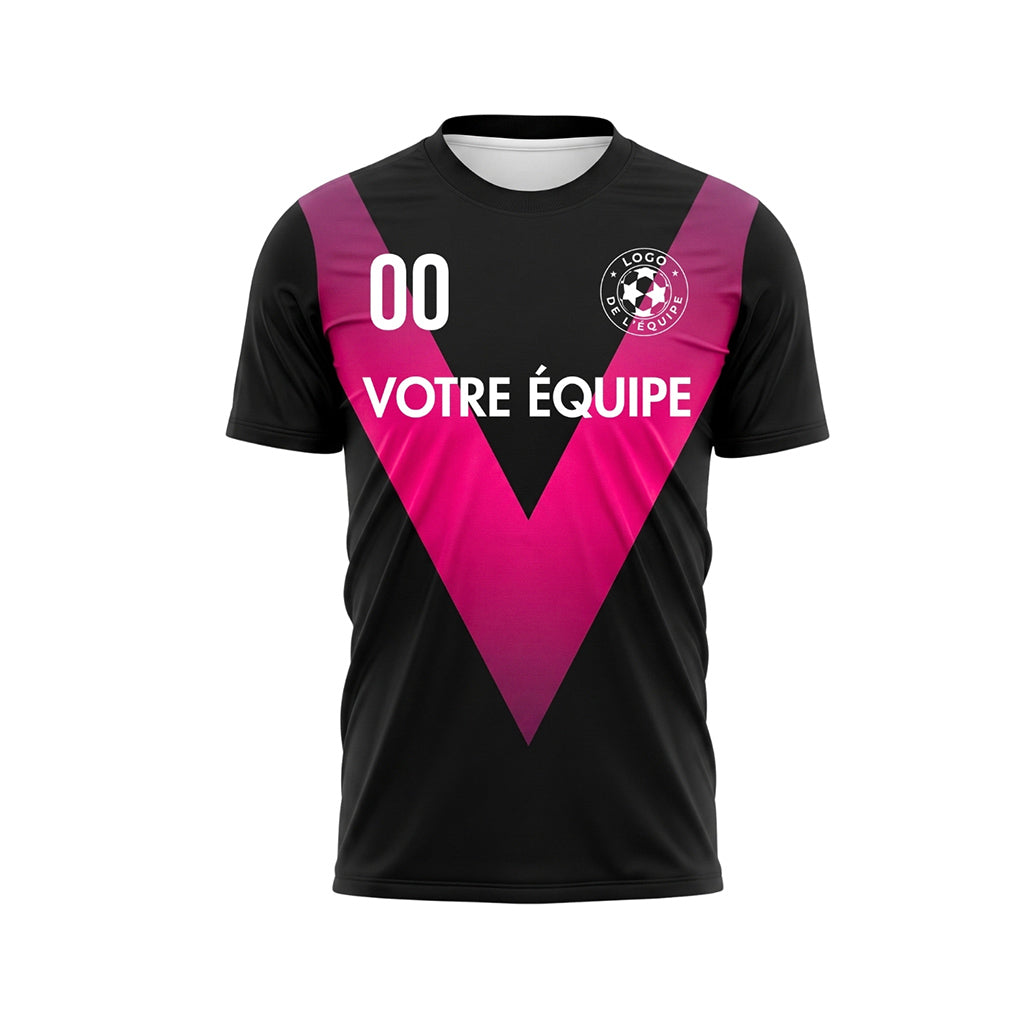 Noir Rose V Motif Maillot de Football Personnalisé