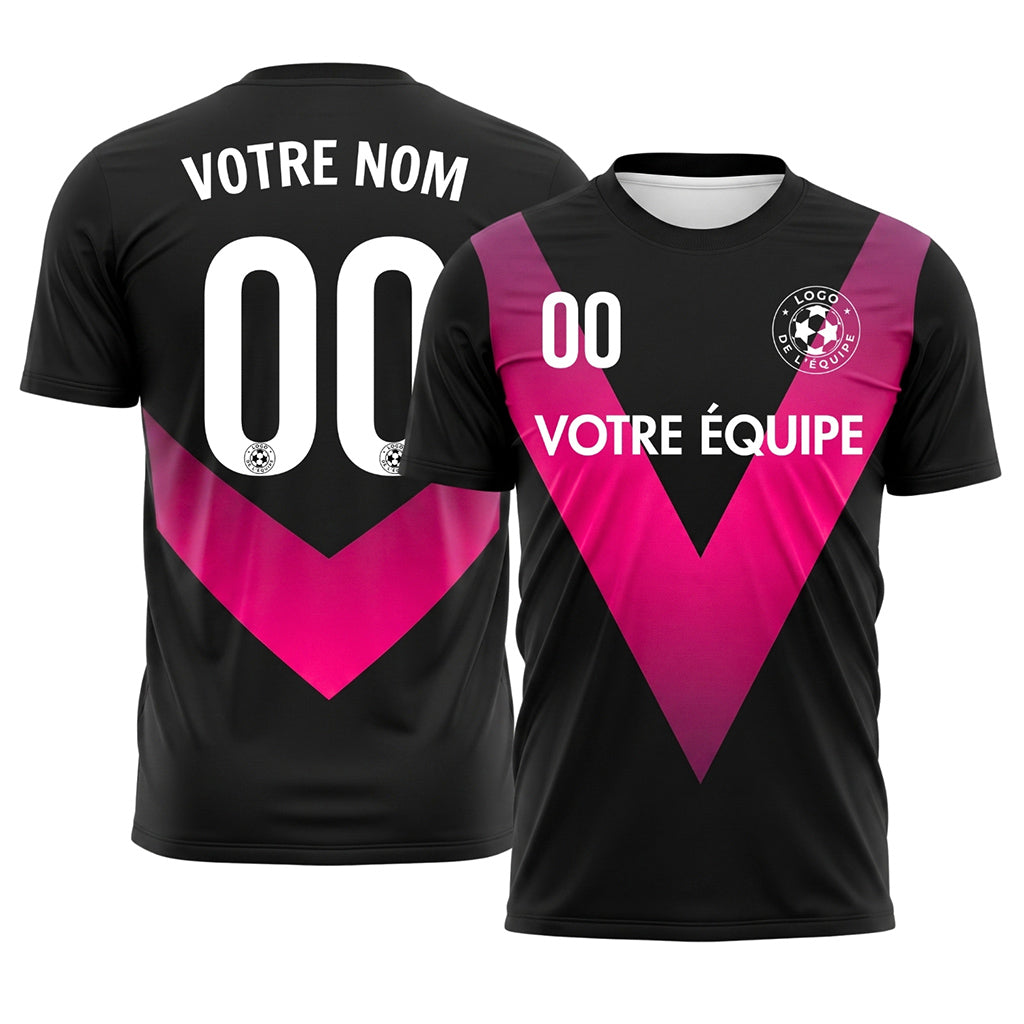 Noir Rose V Motif Maillot de Football Personnalisé