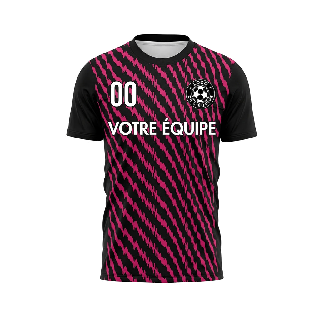 Noir Rose Zigzag Rayures Maillot de Football Personnalisé