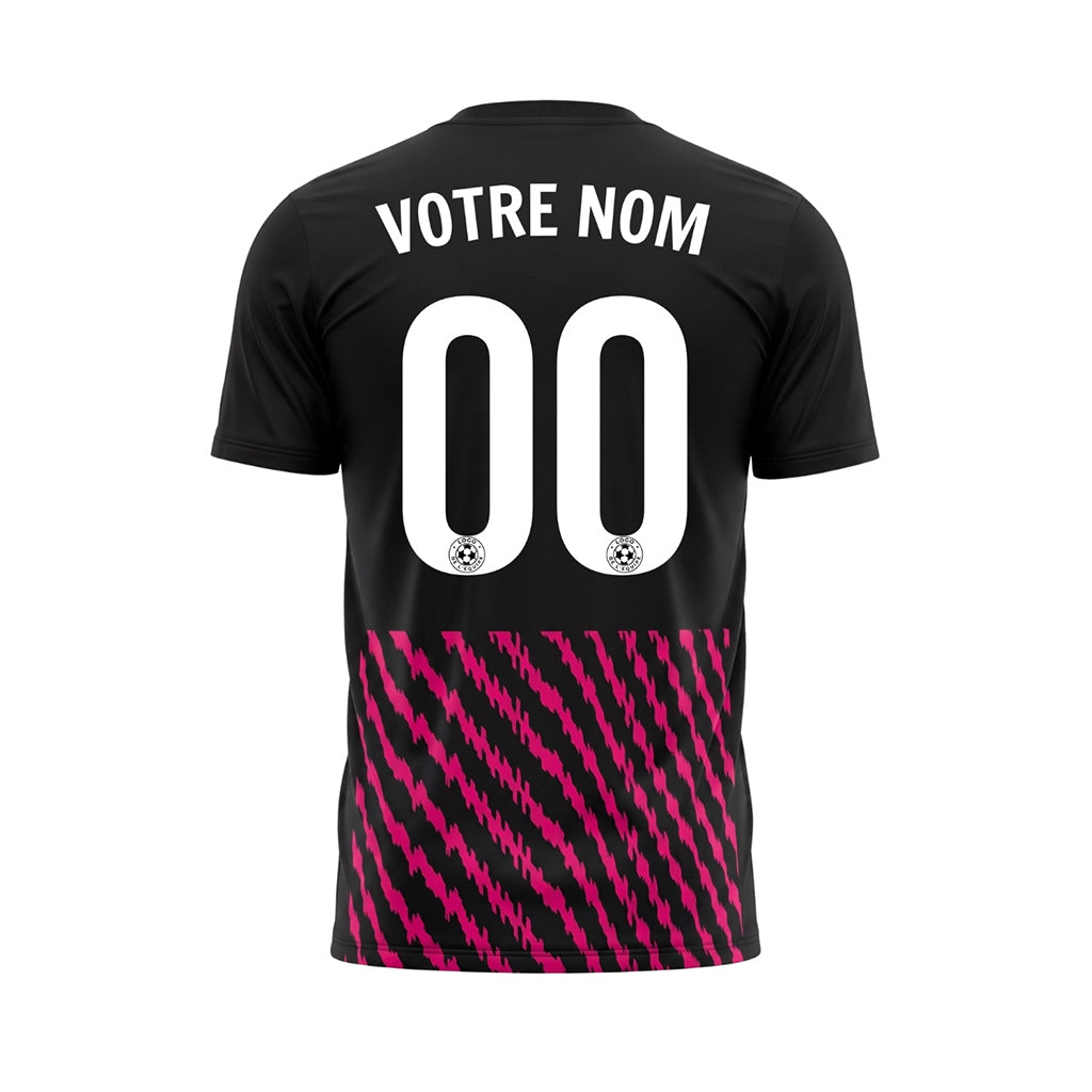 Noir Rose Zigzag Rayures Maillot de Football Personnalisé