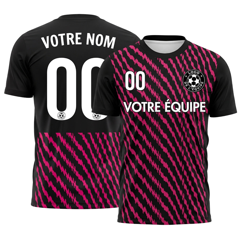Noir Rose Zigzag Rayures Maillot de Football Personnalisé