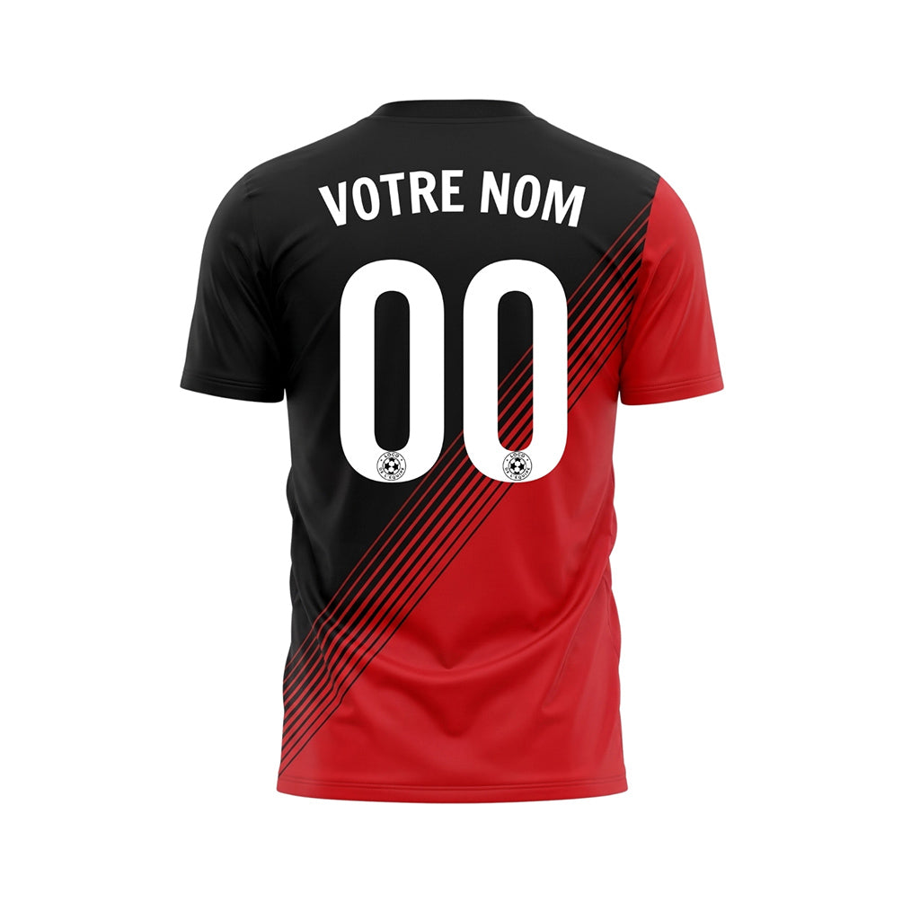 Noir Rouge Diagonales Rayures Maillot de Football Personnalisé
