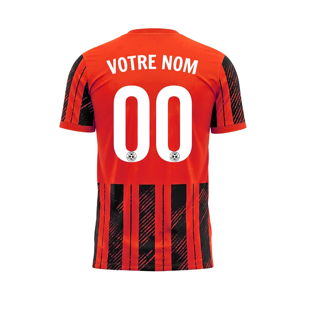Noir Rouge Tacheté Diagonales Rayures Longitudinales Motif Maillot de Football Personnalisé