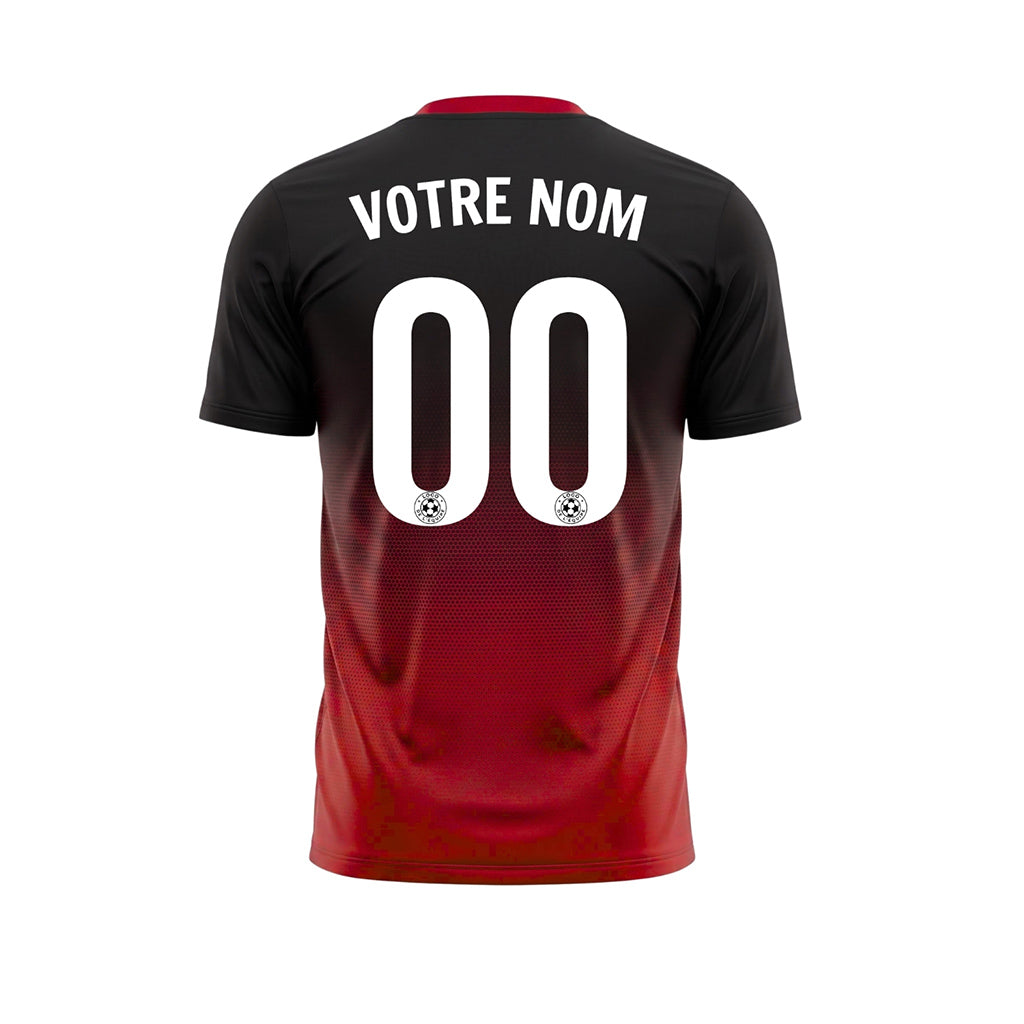 Noir Rouge Demi-Teinte Dégradé Maillot de Football Personnalisé