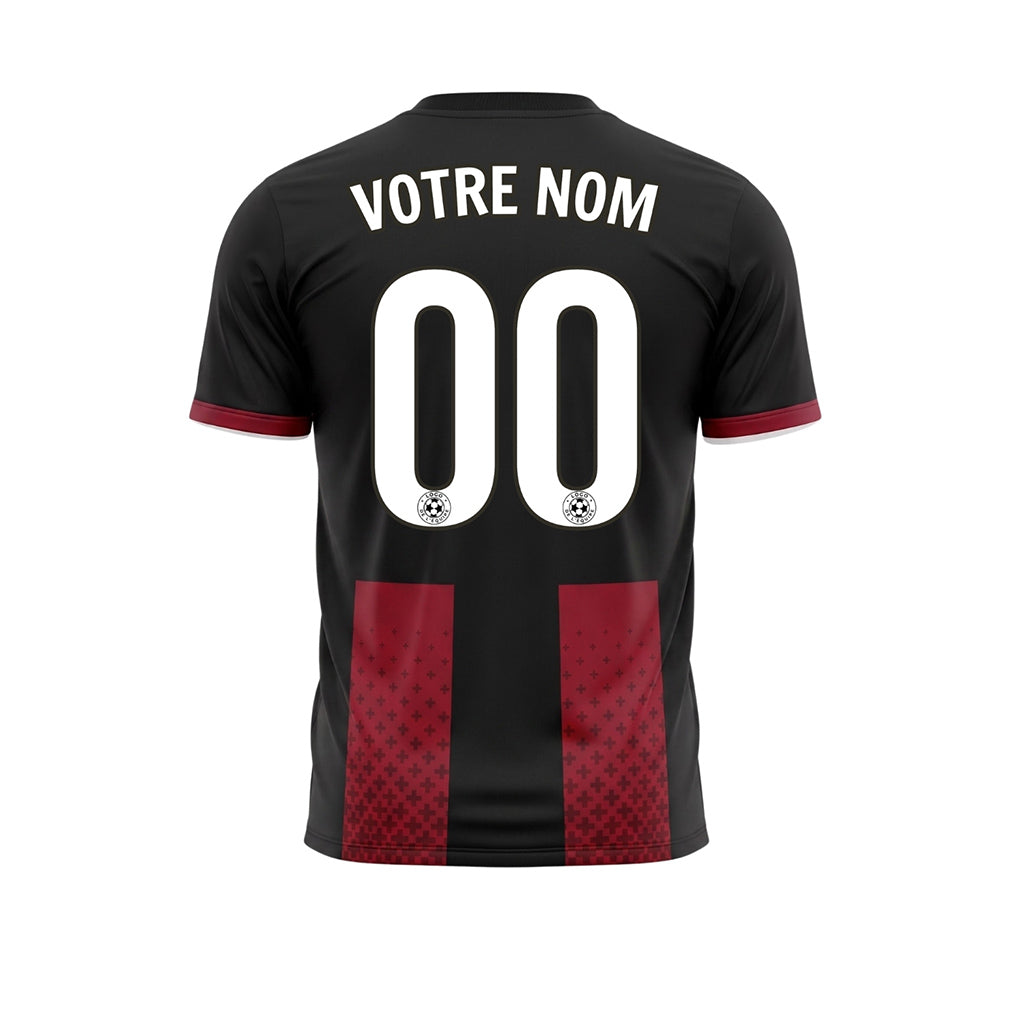 Noir Rouge Croix Motif Maillot de Football Personnalisé