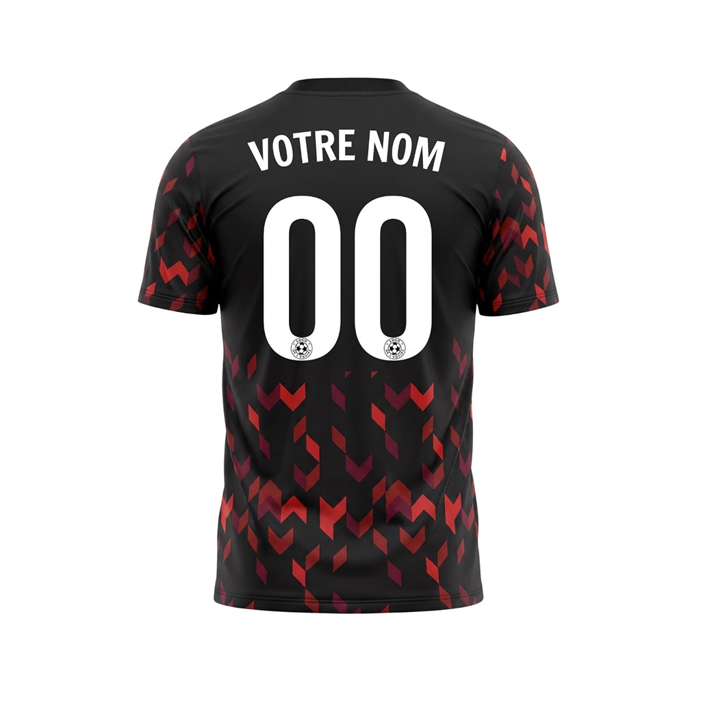 Noir Rouge Flèche Géométrique Motif Maillot de Football Personnalisé