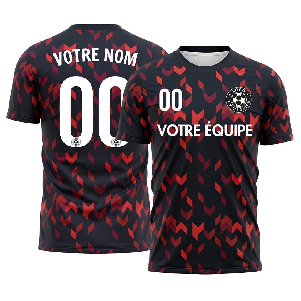 Noir Rouge Flèche Géométrique Motif (2) Maillot de Football Personnalisé
