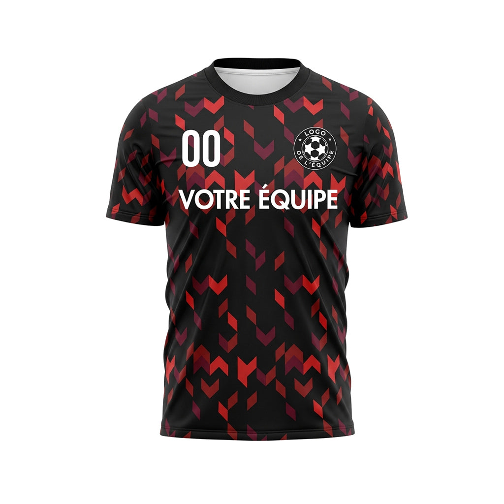 Noir Rouge Flèche Géométrique Motif Maillot de Football Personnalisé