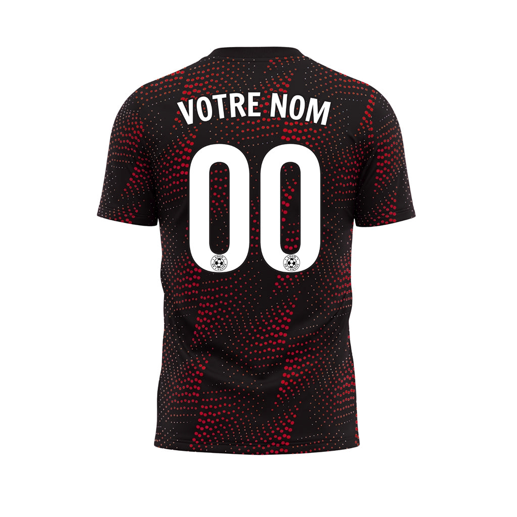 Noir Rouge Points Motif Maillot de Football Personnalisé