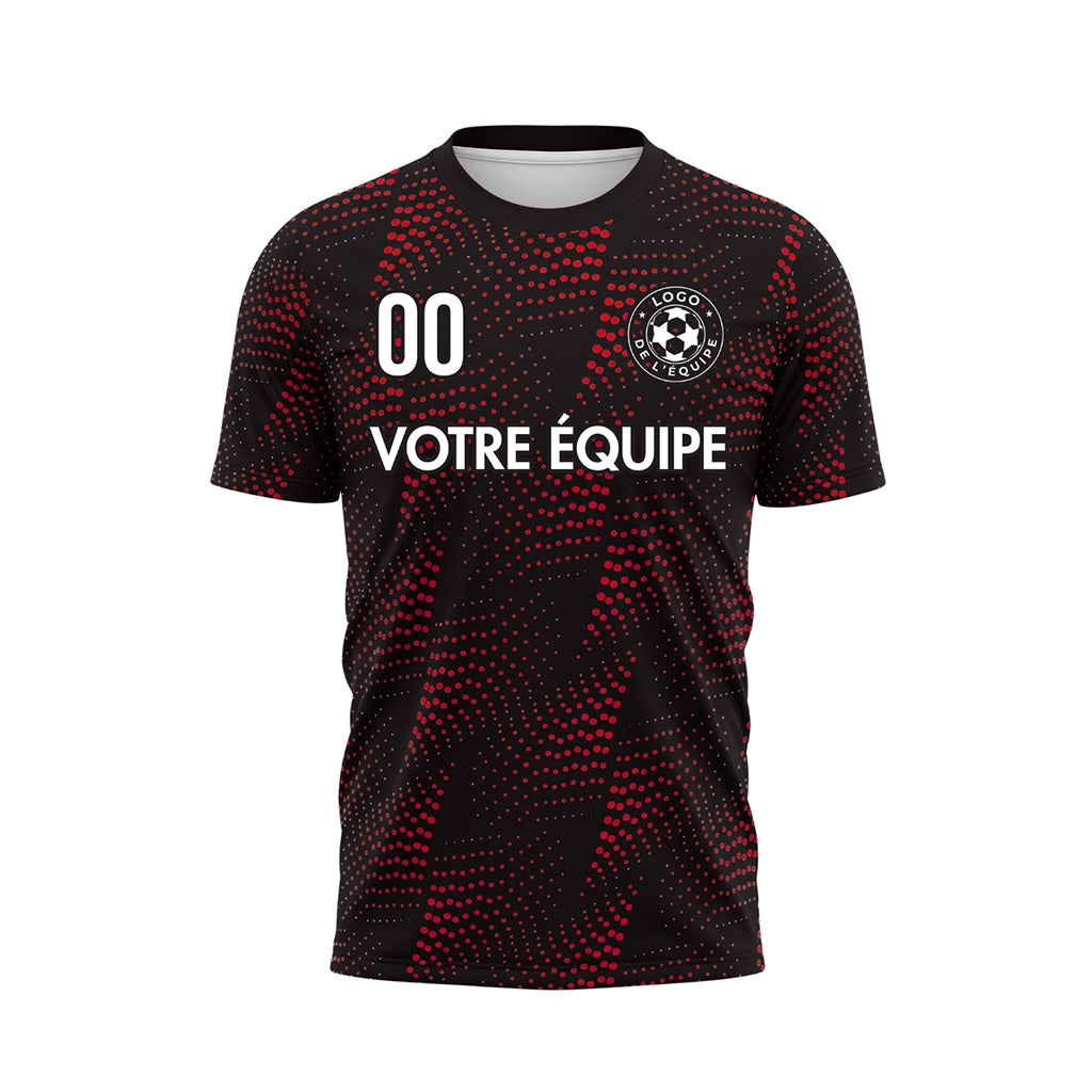 Noir Rouge Points Motif Maillot de Football Personnalisé