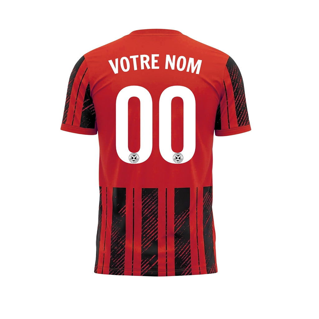 Noir Rouge Discontinues Diagonales Rayures Longitudinales Motif (2) Maillot de Football Personnalisé