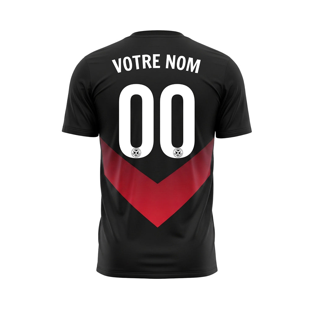 Noir Rouge V Motif Maillot de Football Personnalisé