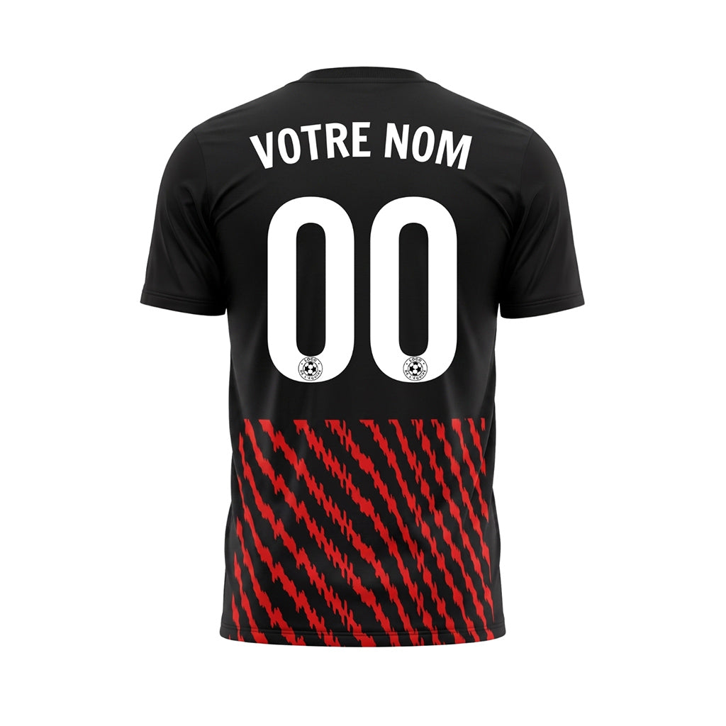 Noir Rouge Zigzag Rayures Maillot de Football Personnalisé