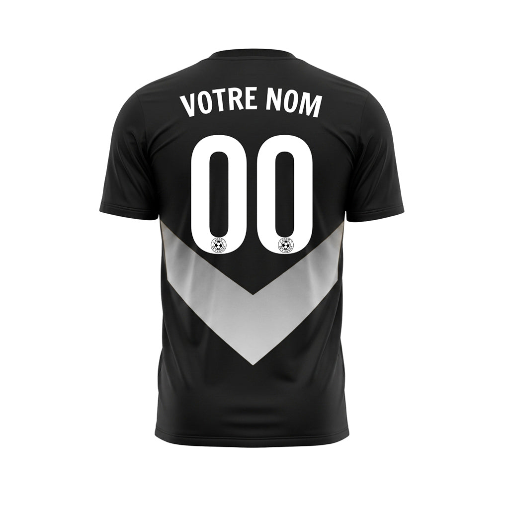 Noir Argenté Gris V Motif Maillot de Football Personnalisé