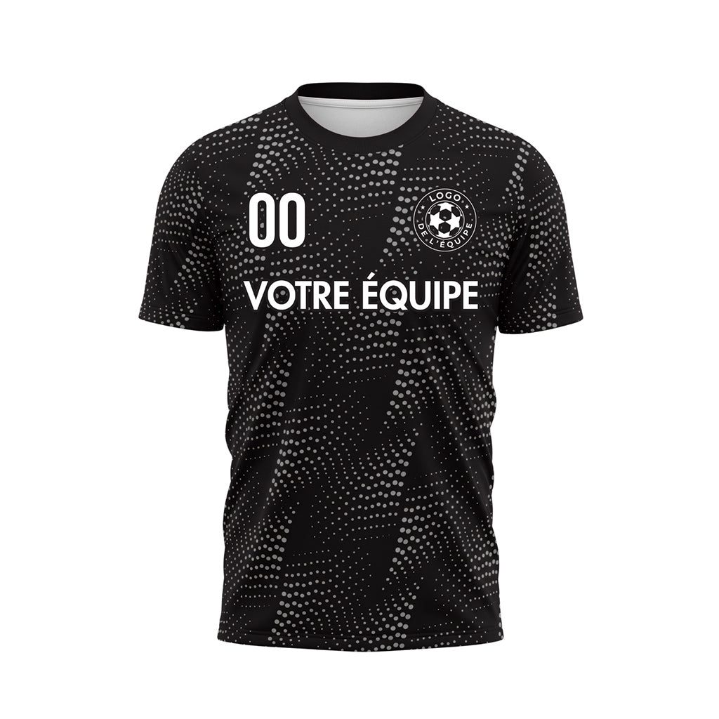 Noir Argenté Points Motif Maillot de Football Personnalisé