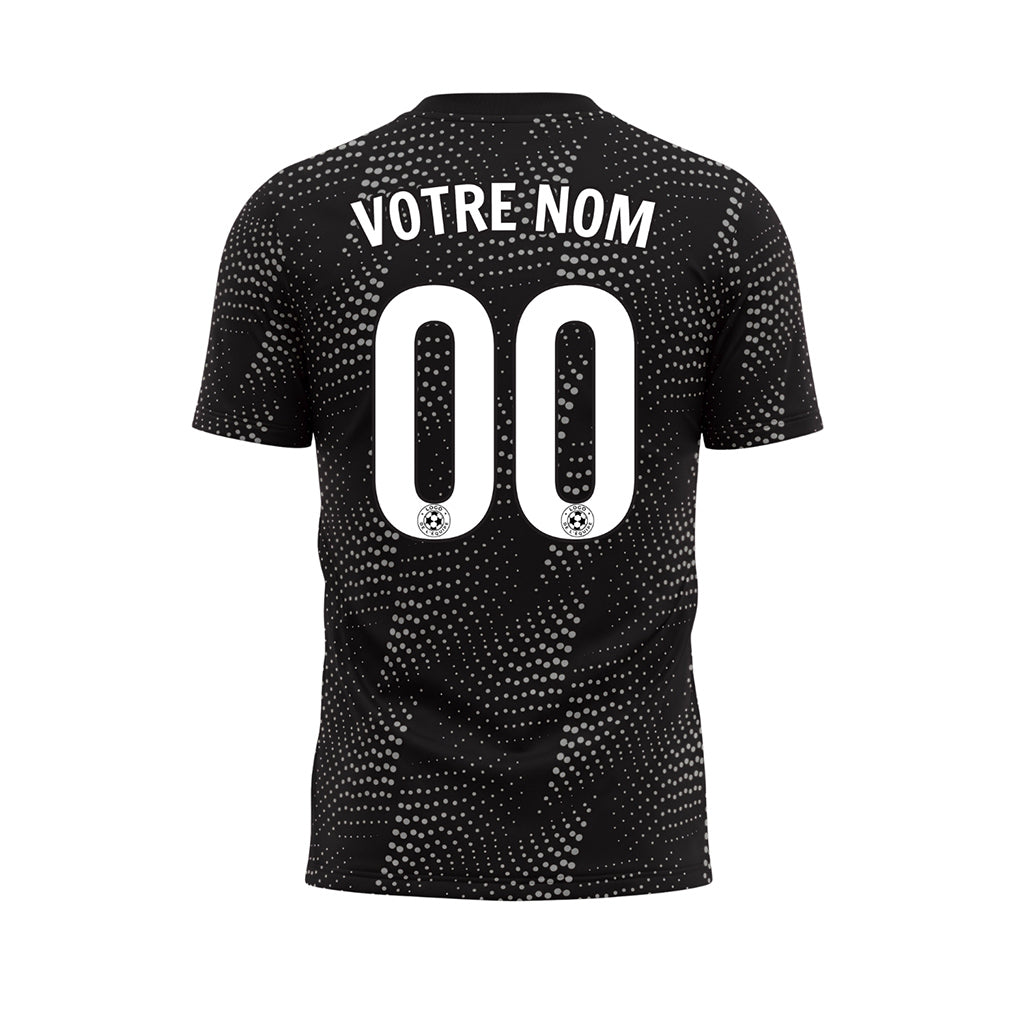Noir Argenté Points Motif Maillot de Football Personnalisé
