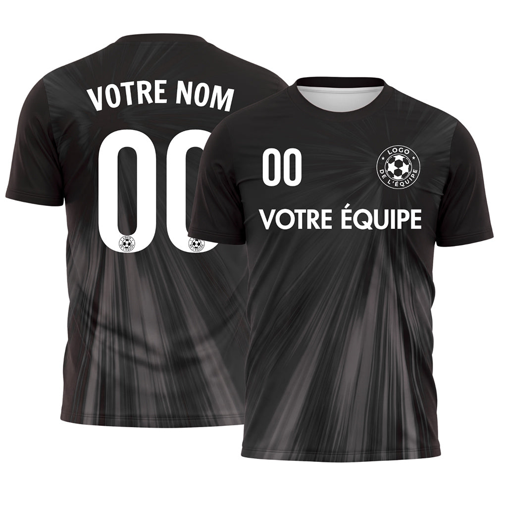 Noir Rayons Effet Maillot de Football Personnalisé