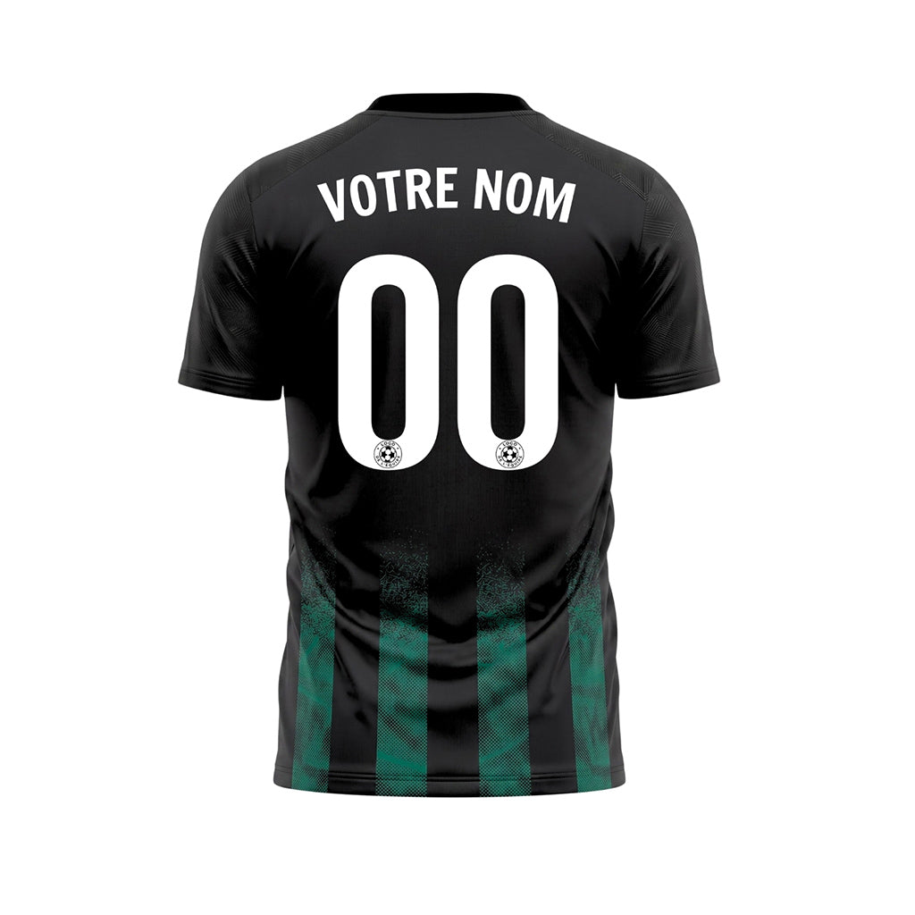 Noir Turquoise Demi-Teinte Rayures Maillot de Football Personnalisé