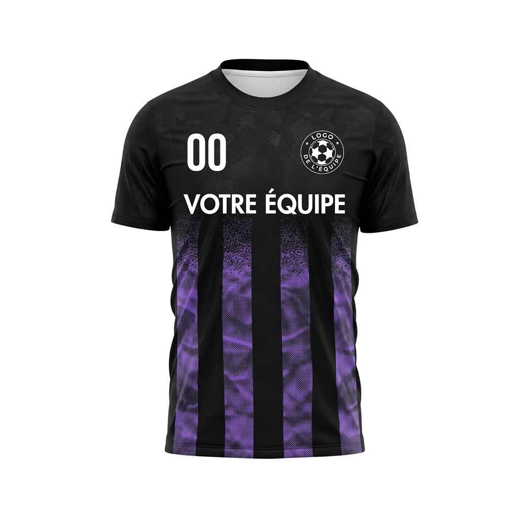 Noir Violet Demi-Teinte Rayures Maillot de Football Personnalisé