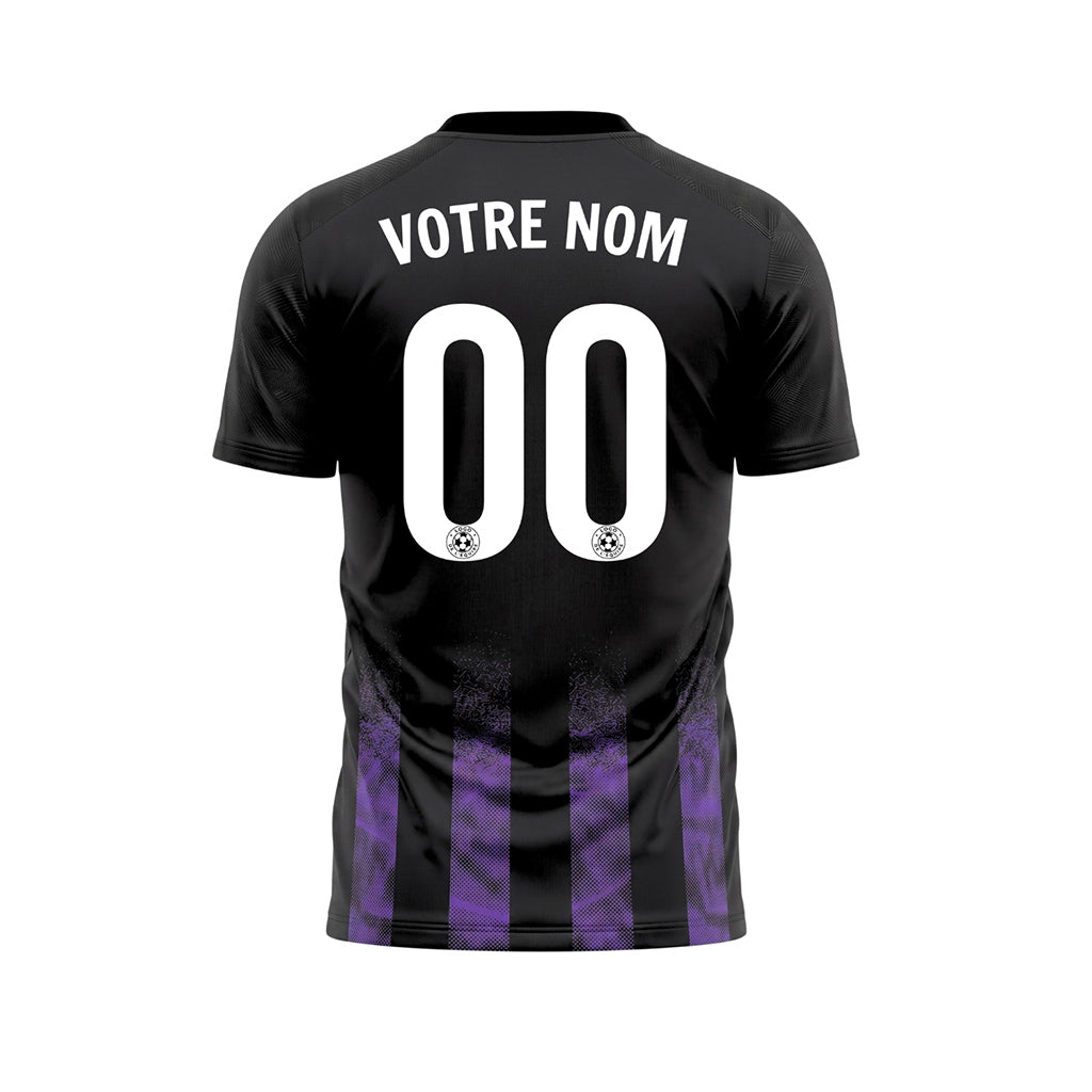 Noir Violet Demi-Teinte Rayures Maillot de Football Personnalisé